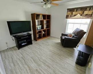 Wood Shelving Case, media stand, Recliner