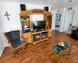 Entertainment Center, Electronic, TV, abd marble coffee table