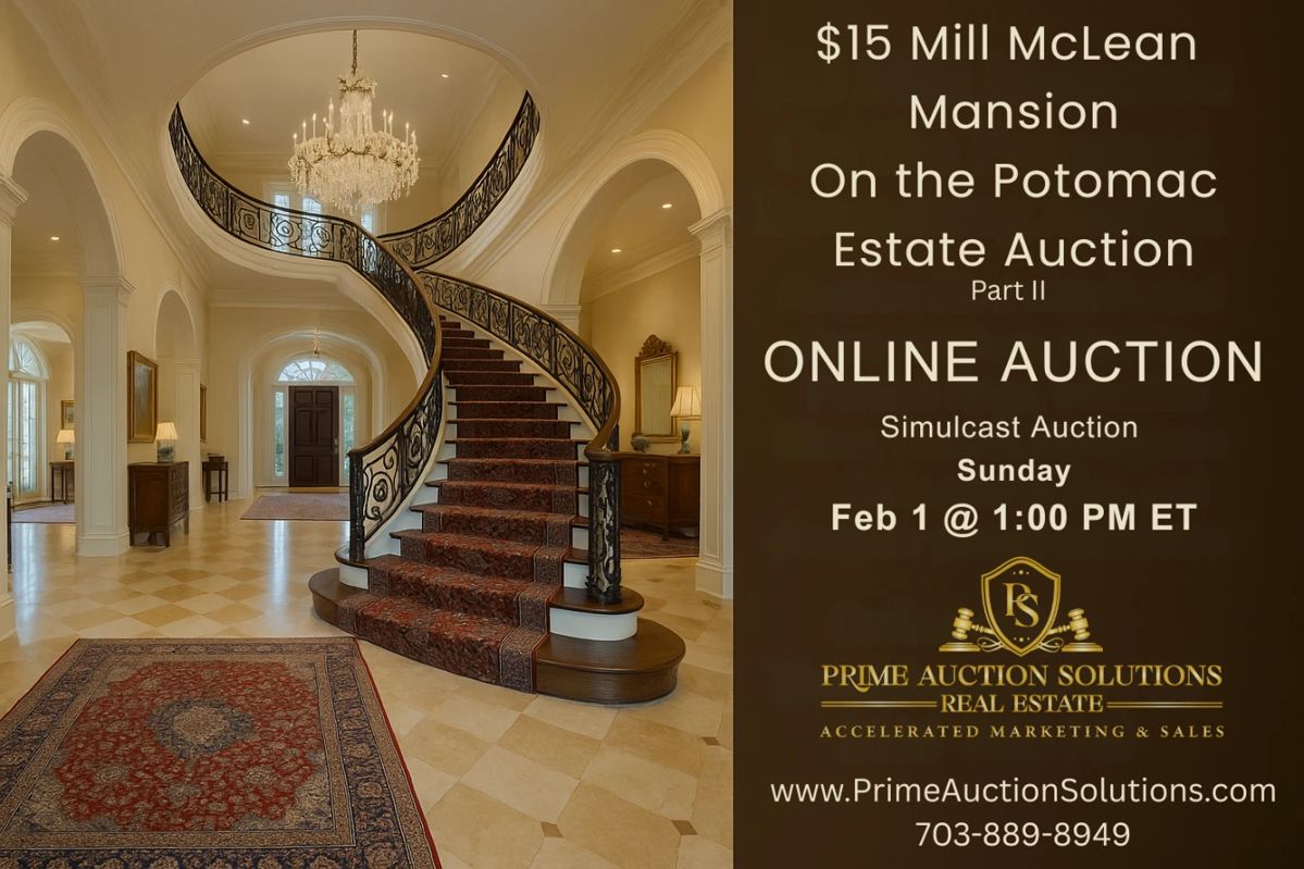 $15 Mill Mclean Mansion On the Potomac Downsizing Auction Auction filled with Period piece furniture, Quality Persian Rugs, Venetian Glass, Chanel, Ferregamo Collectibles, Art, and designer pieces 4