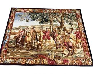 $12,500 Fine Hand-Woven Wool Tapestry After Adam Frans van der Meulen Royal Equestrian 