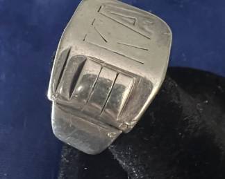 Deco Retro Transition Sterling Silver Chunky Signet Ring.