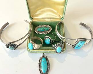 Native American Sterling Silver & Turquoise Jewelry