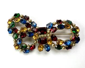 Juliana Large Vntg Fruit Salad Bow Brooch