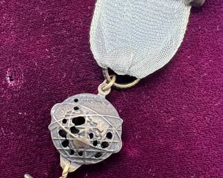 Antique Masonic Peace Hands Brooch Medal Pin.