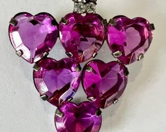 Magenta Crystal Sweetheart Brooch