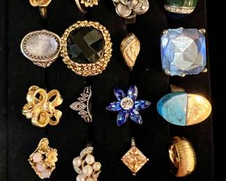 Vintage Costume Rings. Just a few shown here.