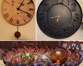 Home decor - clocks, glass balls