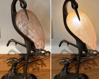 Crane metal & glass lamp