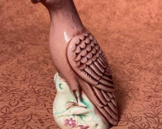 19th C. Chinese porcelain miniature figurine of a parrot