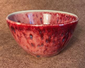 Vintage Red Flambé glaze Art Pottery Bowl