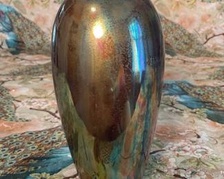 Period Art Nouveau Iridescent Art Pottery Vase Marked 19/2