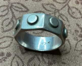 Vintage Mid Century Modern Mexican Sterling Silver 925 Ring