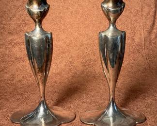 Pair of Silver Plate Art Nouveau Candlesticks
