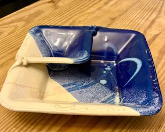 Signed Popcorn Pottery Chip N Dip
