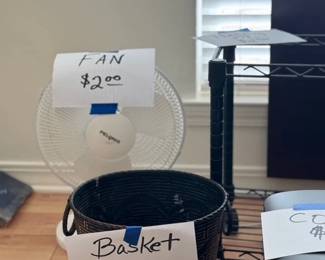 rolling hanging file cart, basket, copier, fan