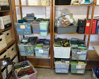 Quilt fabrics, irons, sewing notions.  