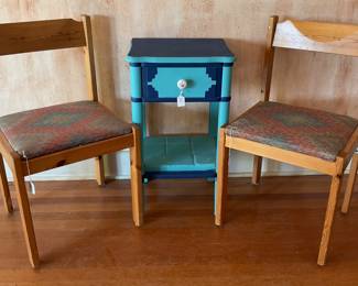 2 southwestern style chairs-17x31 & side table-16x13x28