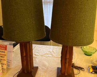 Set of mid century lamps with original shades