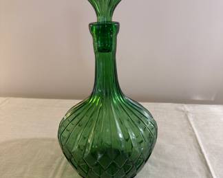 Vintage Empoli Made in Italy Green Decanter