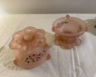 Pink Satin Lace Candle Holders