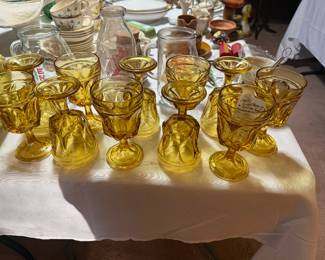 1960's Anchor Hocking Fairfield Amber Set of 12 glasses
