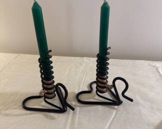 Amish Iron Courting Candle Holders