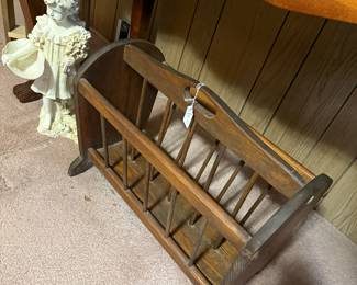 Vintage wood magazine rack