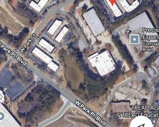 Turn right onto W Park Ct, we are exactly where red dot is