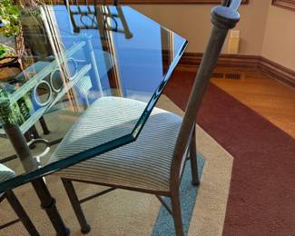 Wrought Iron Glass Topped Table and Chair Set