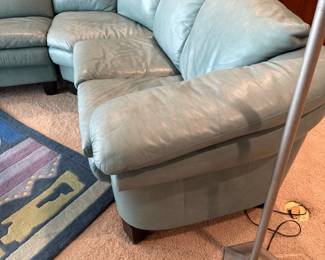 Teal Leather Sectional