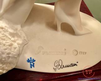 Signed ARMANI Figurine "Lady with Peacock"