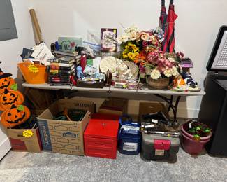 Extensive supply of extension cords, office supplies, and random dig items 