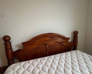 Solid Wood Cannonball poster bed with new beauty rest mattress priced separately, has matching night stand and chest