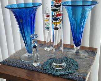 Vintage Blanko Sapphire Blue Vase "Hand Blown"
