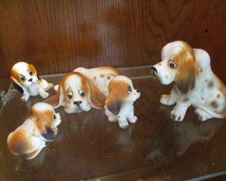 Vintage Napco Ceramic Basset Hound Figurines