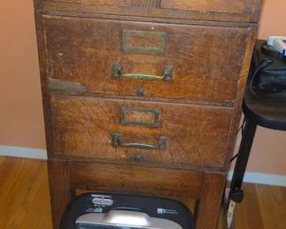Antique wood file cabinet