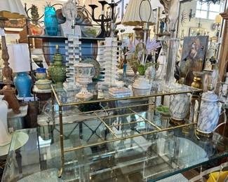 Brass Faux Bamboo Bagues-Style Coffee Table