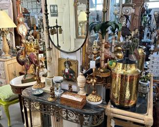 1920s German Bronze and Iron Console and Mirror