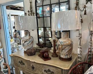 Hand Carved Painted Three-Drawer Commode