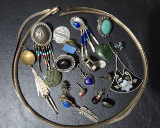 Sterling and Stones (Mismates and Jewelry sold as a group)