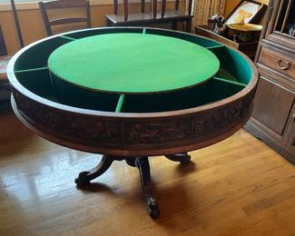 Antique Victorian Game Table, measures 45.5” in diameter