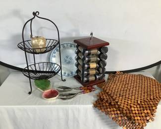 Spice Rack and Metal Basket
