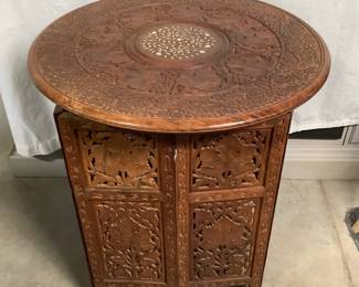 Carved Wood Accent Table