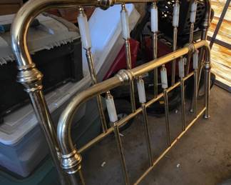 Brass and marble headboard/footboard.