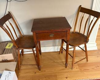 Antique Side Table/Nightstand and Chairs