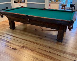 Circa 1898 Antique Pool Table Beautiful Condition - Oak Base with Rosewood Rails