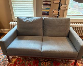 Design Within Reach Modern Loveseat with Blue Wool Upholstery