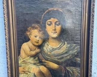 antique mary oil painting