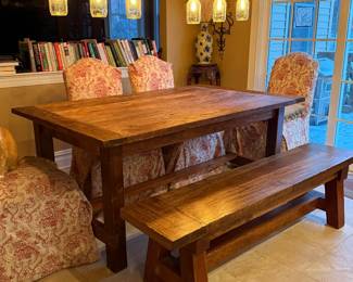 Custom made country style kitchen table and bench