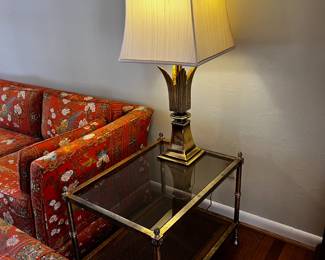 #5	metal and wicker/ glass End Table - 28x28x21	 $65.00 - sold
#6	Pair of Brass Base Lamps - 39" Tall	 $150.00 
